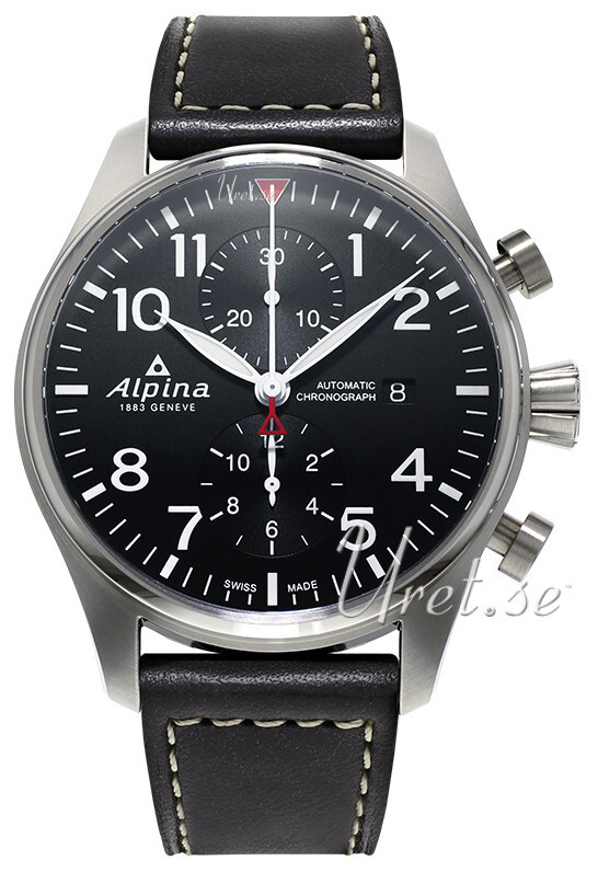Alpina Herrklocka AL-725B4S6 Startimer Svart/Läder Ø40 mm - Alpina