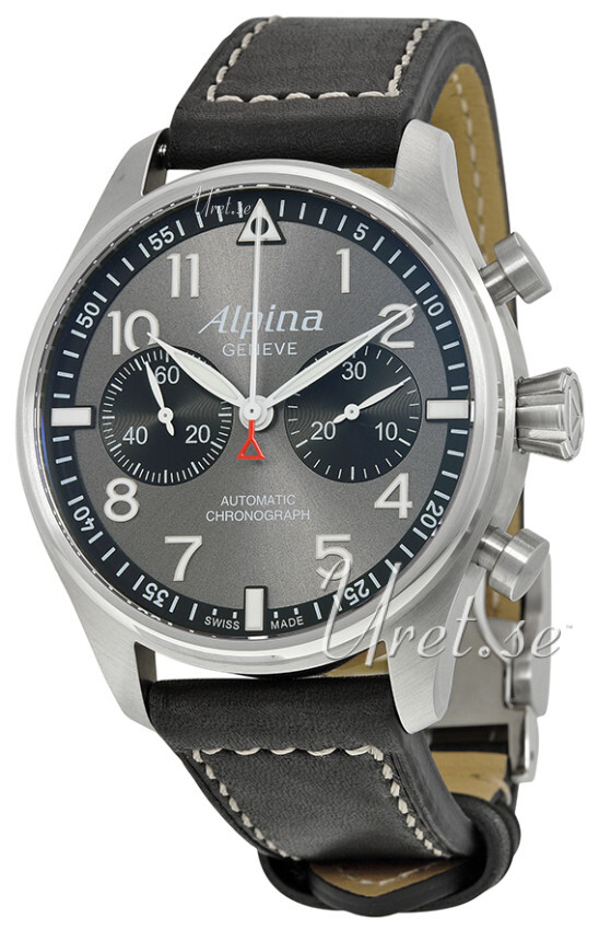 Alpina Herrklocka AL-860GB4S6 Startimer Grå/Läder Ø44 mm - Alpina