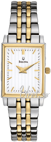 Bulova Dress Damklocka 98L146 Vit/Gulguldtonat stål - Bulova