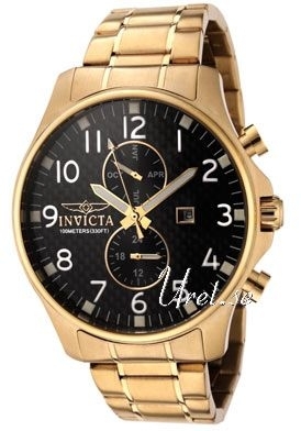 Invicta Herrklocka 0382 II Svart/St&aring;l &Oslash;50 mm