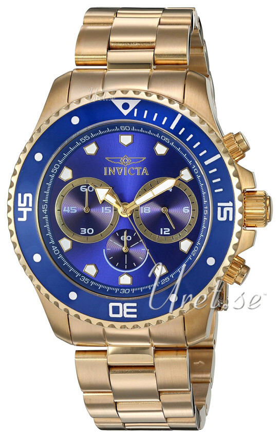 Invicta Pro Diver Herrklocka 21789 Blå/Gulguldtonat stål Ø45 mm - Invicta