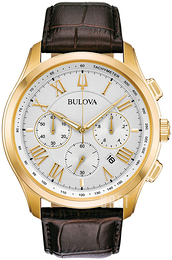 Bulova Vit/Läder Ø45 mm 97B169