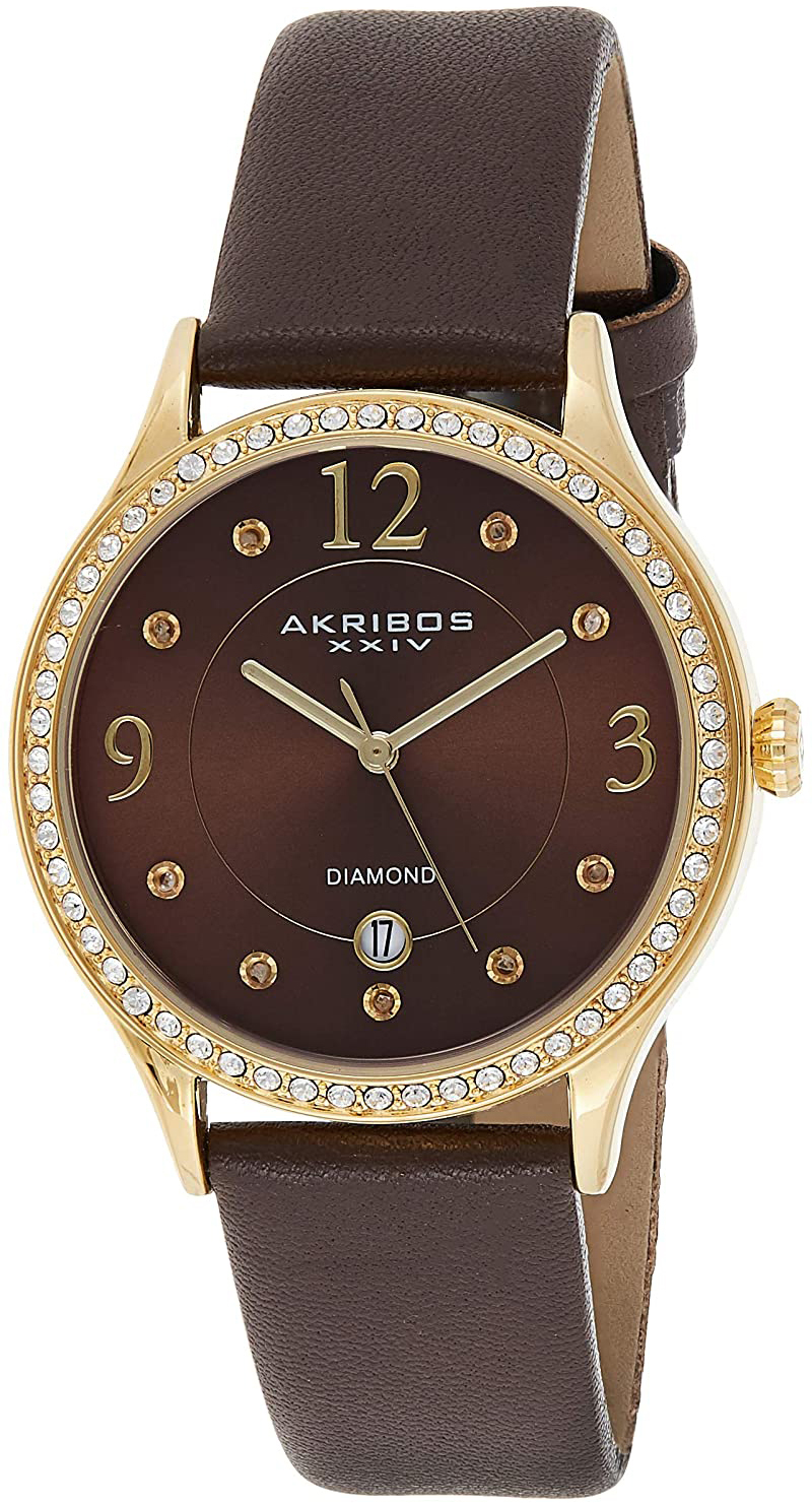 Akribos XXIV Damklocka AK1011BR Brun/Läder Ø40 mm - Akribos XXIV