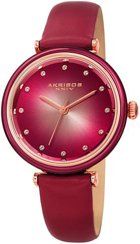 Akribos XXIV Damklocka AK1035PK Crystal Rosa/Läder Ø34 mm - Akribos XXIV