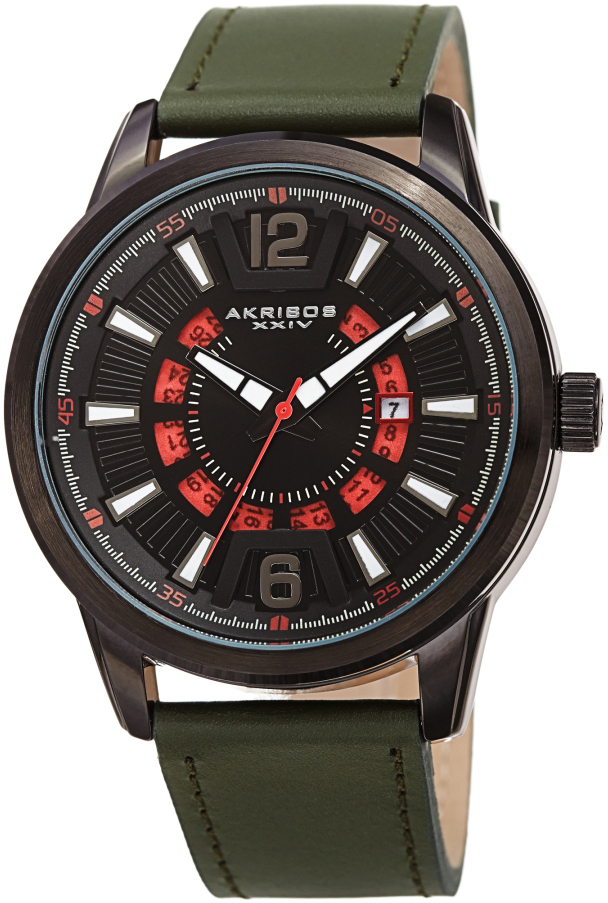 Akribos XXIV Herrklocka AK1079BKGN Wheel Svart/Läder Ø45 mm - Akribos XXIV