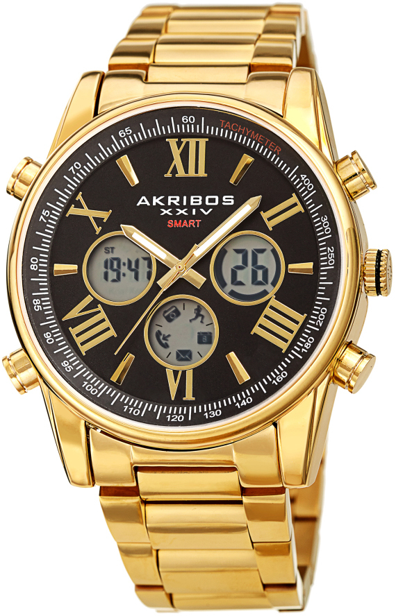 Akribos XXIV Herrklocka AK1095YGBK Divers Svart/Gulguldtonat stål - Akribos XXIV