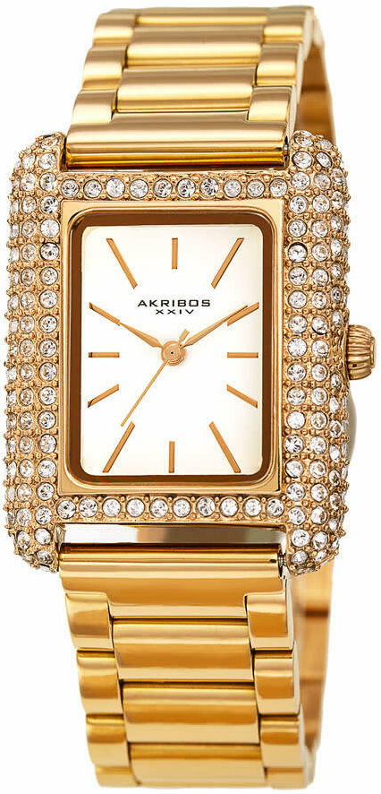 Akribos XXIV Damklocka AK1108YG Crystal Vit/Gulguldtonat stål - Akribos XXIV