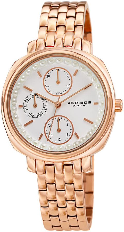 Akribos XXIV Damklocka AK1114RG Multi-Function Vit/Roséguldstonat - Akribos XXIV