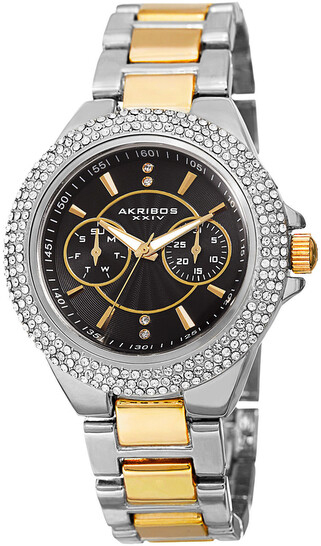 Akribos XXIV Damklocka AK789TTGB Crystal Svart/Gulguldtonat stål - Akribos XXIV