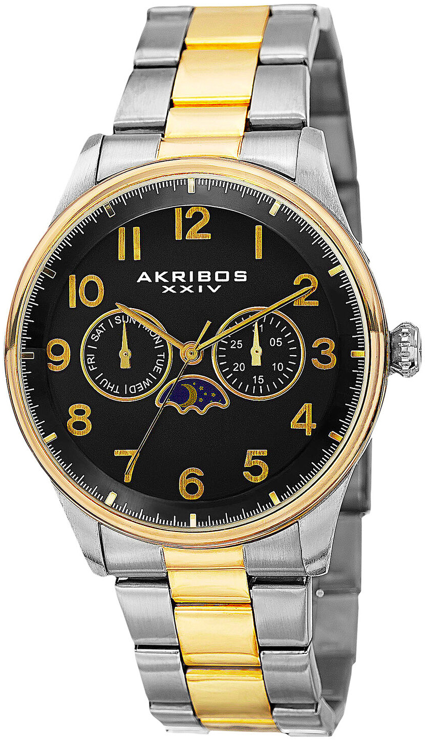 Akribos XXIV Herrklocka AK790TTG Multi-Function Svart/Gulguldtonat - Akribos XXIV