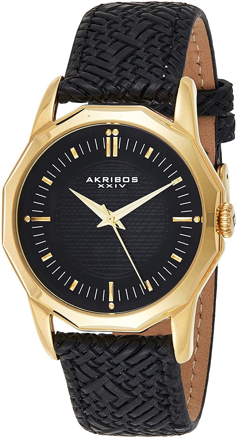 Akribos XXIV Herrklocka AK825YGB Svart/Läder Ø41 mm - Akribos XXIV
