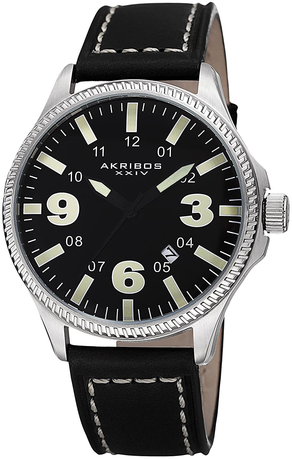 Akribos XXIV Herrklocka AK833GN Classic Svart/Läder Ø44 mm - Akribos XXIV