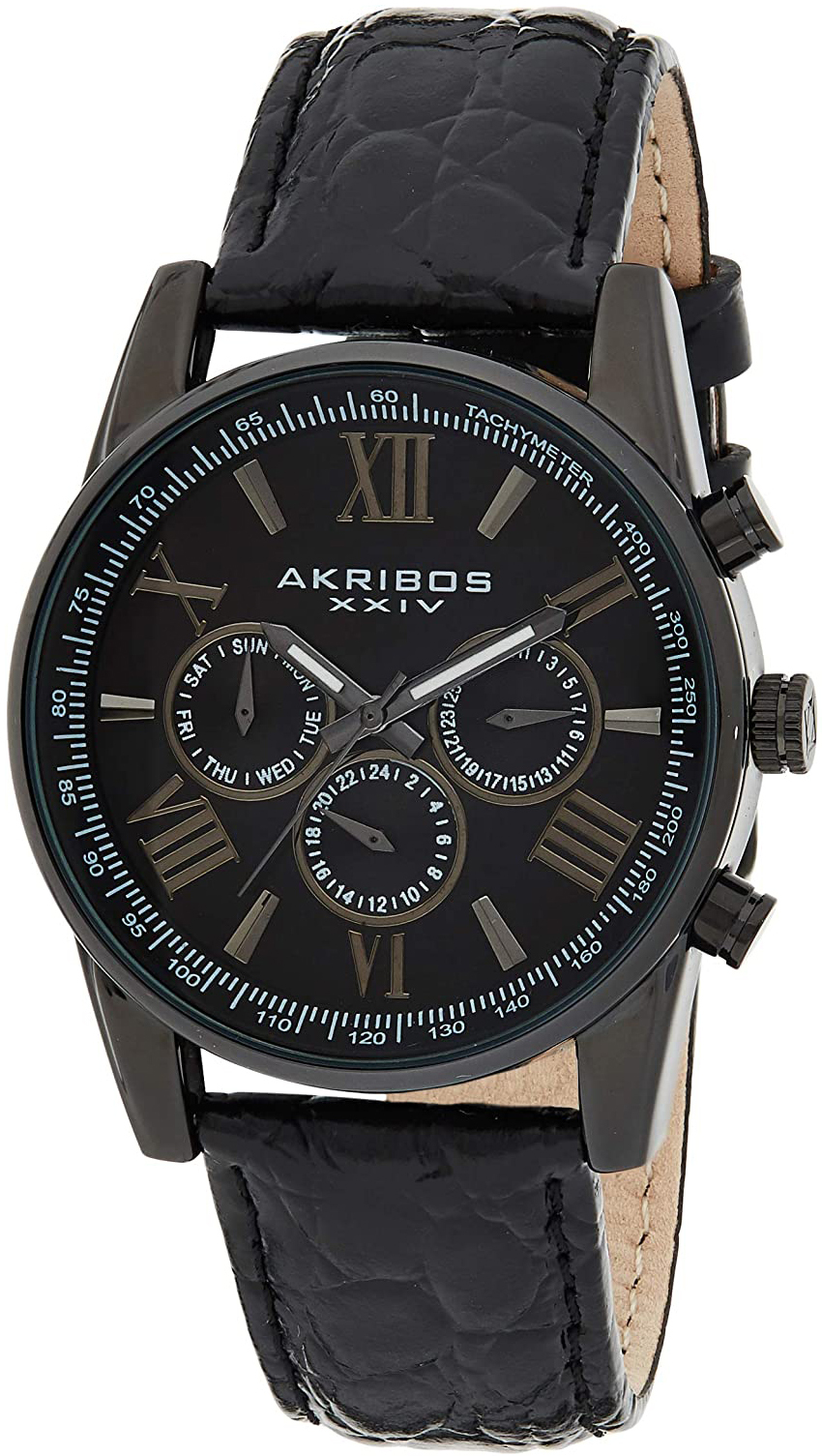 Akribos XXIV Multi-Function Herrklocka AK864BK Svart/Läder Ø41 mm