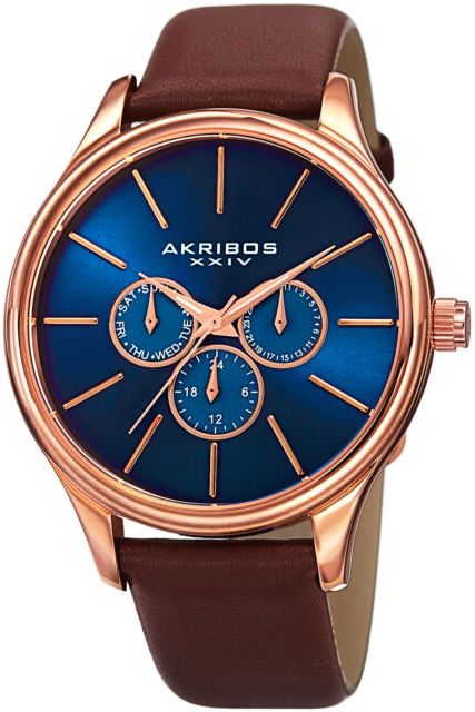 Akribos XXIV Herrklocka AK870RGBU Blå/Läder Ø44 mm - Akribos XXIV