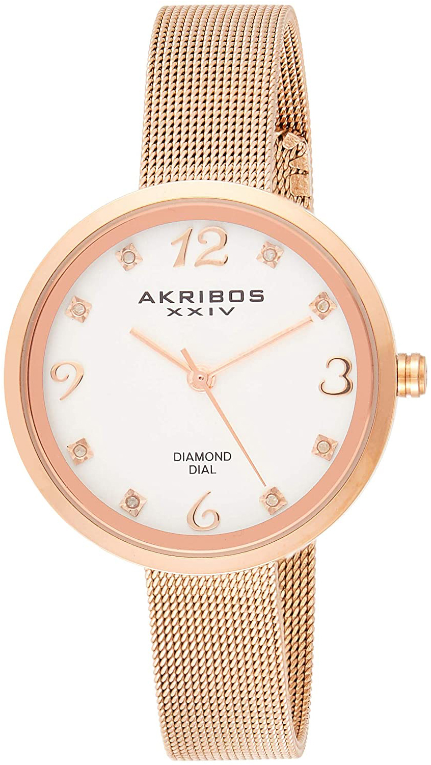 Akribos XXIV Diamond Damklocka AK875RG Vit/Roséguldstonat stål Ø34 mm - Akribos XXIV