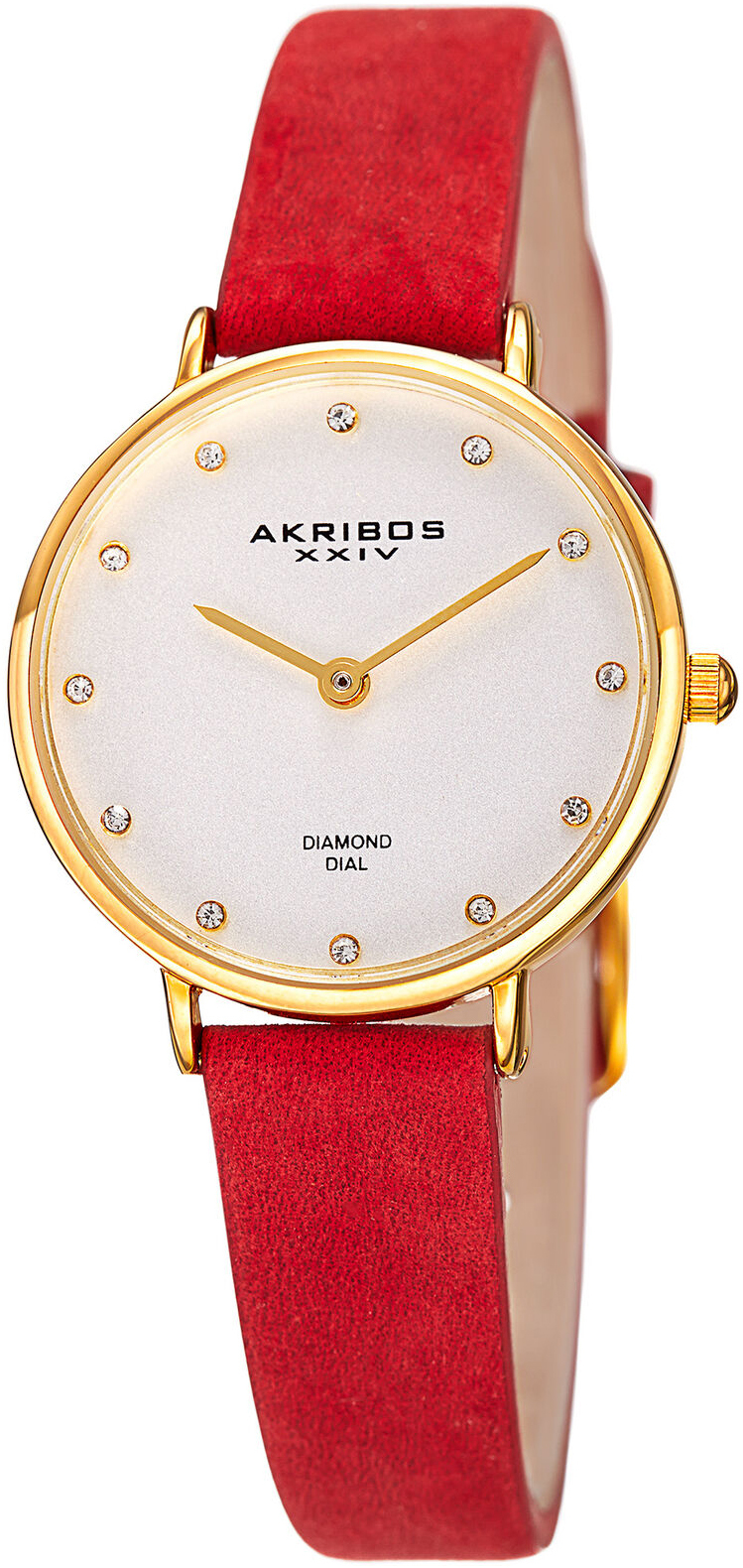 Akribos XXIV Damklocka AK882BUR Diamond Silverfärgad/Läder Ø28 mm - Akribos XXIV