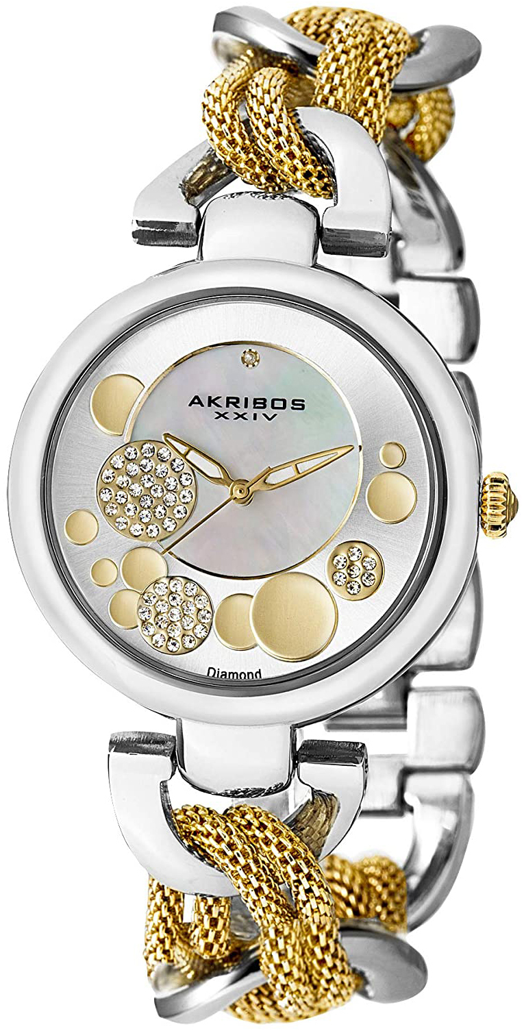 Akribos XXIV Damklocka AK895TTG-BX Diamond Silverfärgad/Gulguldtonat - Akribos XXIV