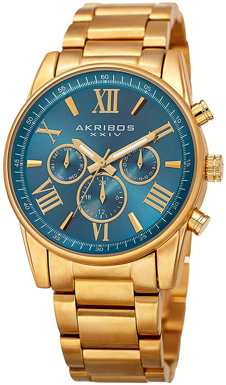 Akribos XXIV Damklocka AK908TQ Blå/Gulguldtonat stål Ø41 mm - Akribos XXIV