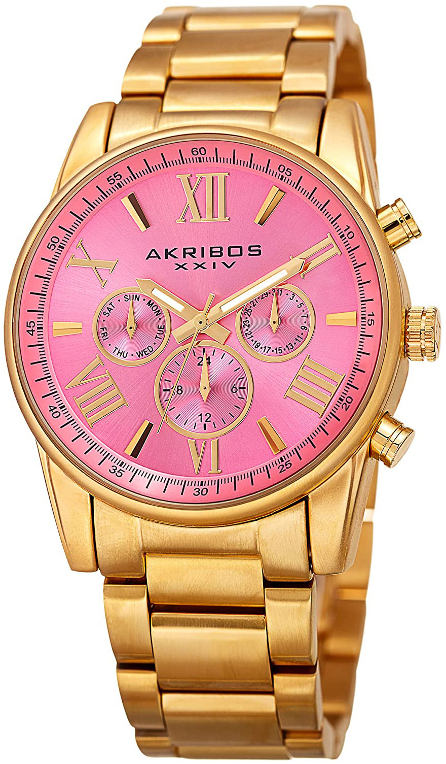 Akribos XXIV Damklocka AK908YGPK Rosa/Gulguldtonat stål Ø41 mm - Akribos XXIV