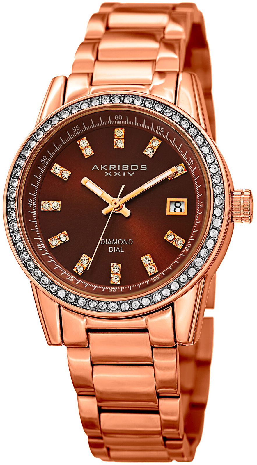 Akribos XXIV Damklocka AK928RGBR Brun/Roséguldstonat stål Ø36 mm - Akribos XXIV