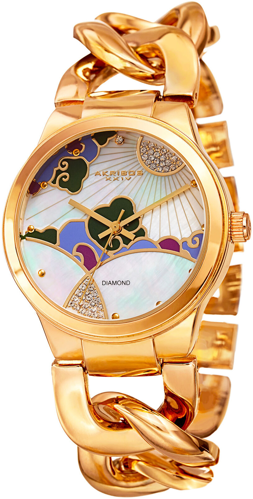Akribos XXIV Damklocka AK931YG Diamond Flerfärgad/Gulguldtonat stål - Akribos XXIV