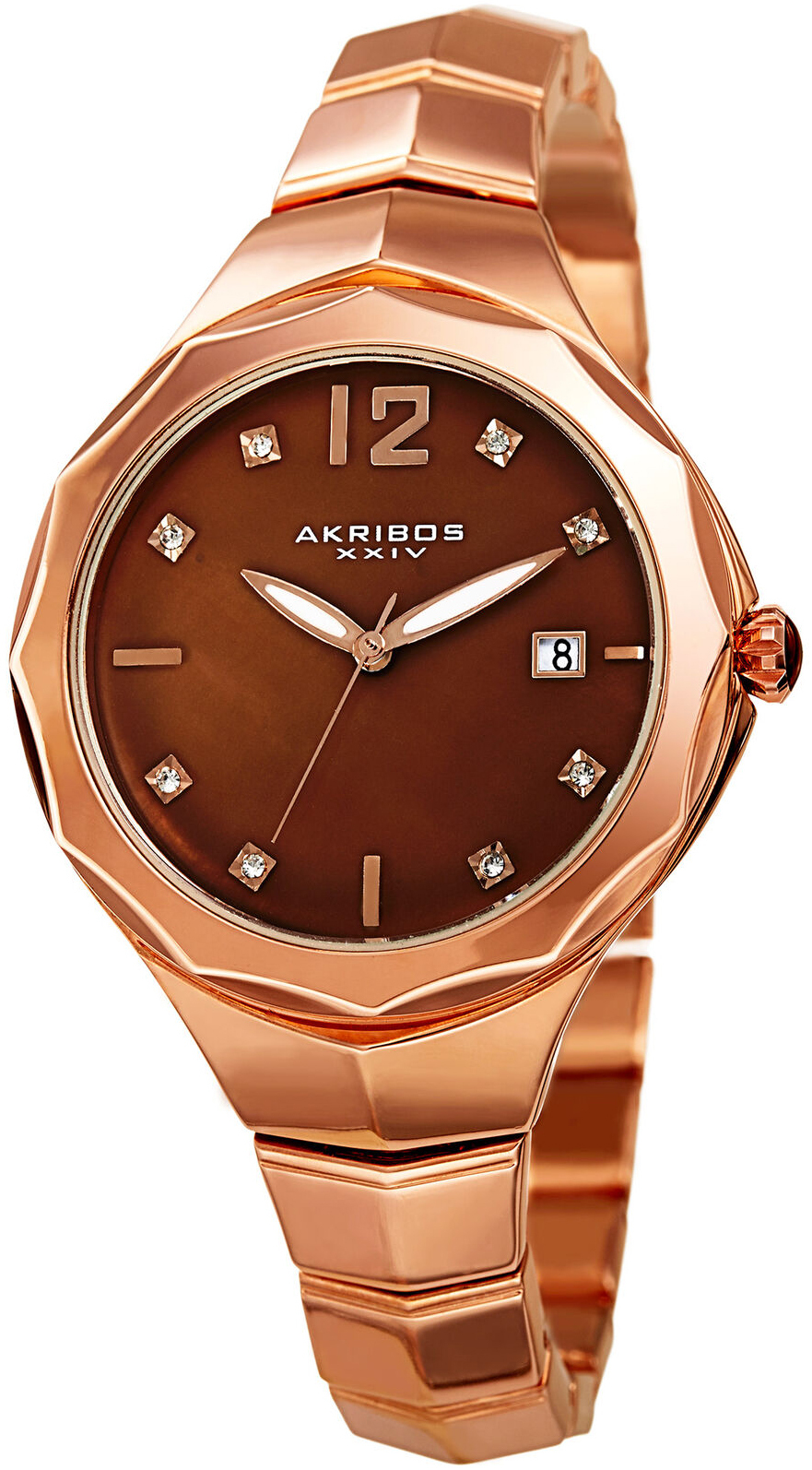 Akribos XXIV Damklocka AK932RGBR Brun/Roséguldstonat stål Ø37 mm - Akribos XXIV