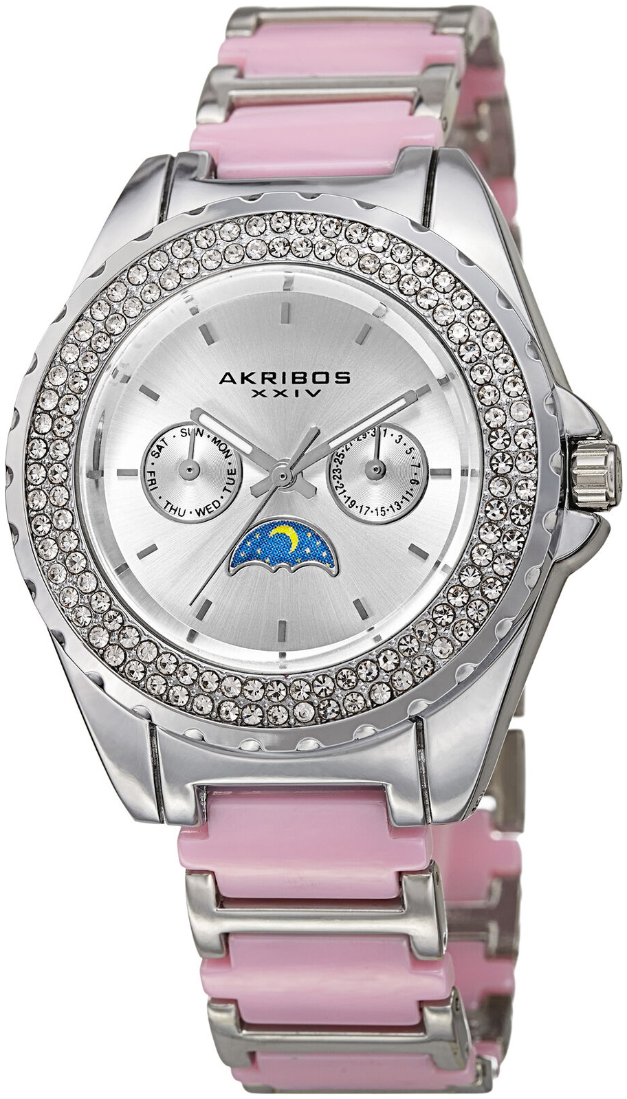 Akribos XXIV Damklocka AK961SSPK Silverfärgad/Keramik Ø39 mm - Akribos XXIV