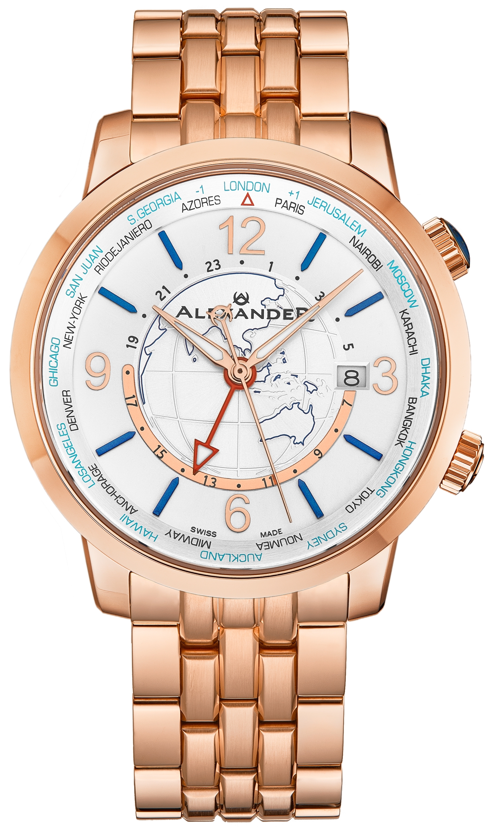 Alexander Herrklocka A171B-02 Journeyman Vit/Roséguldstonat stål - Alexander