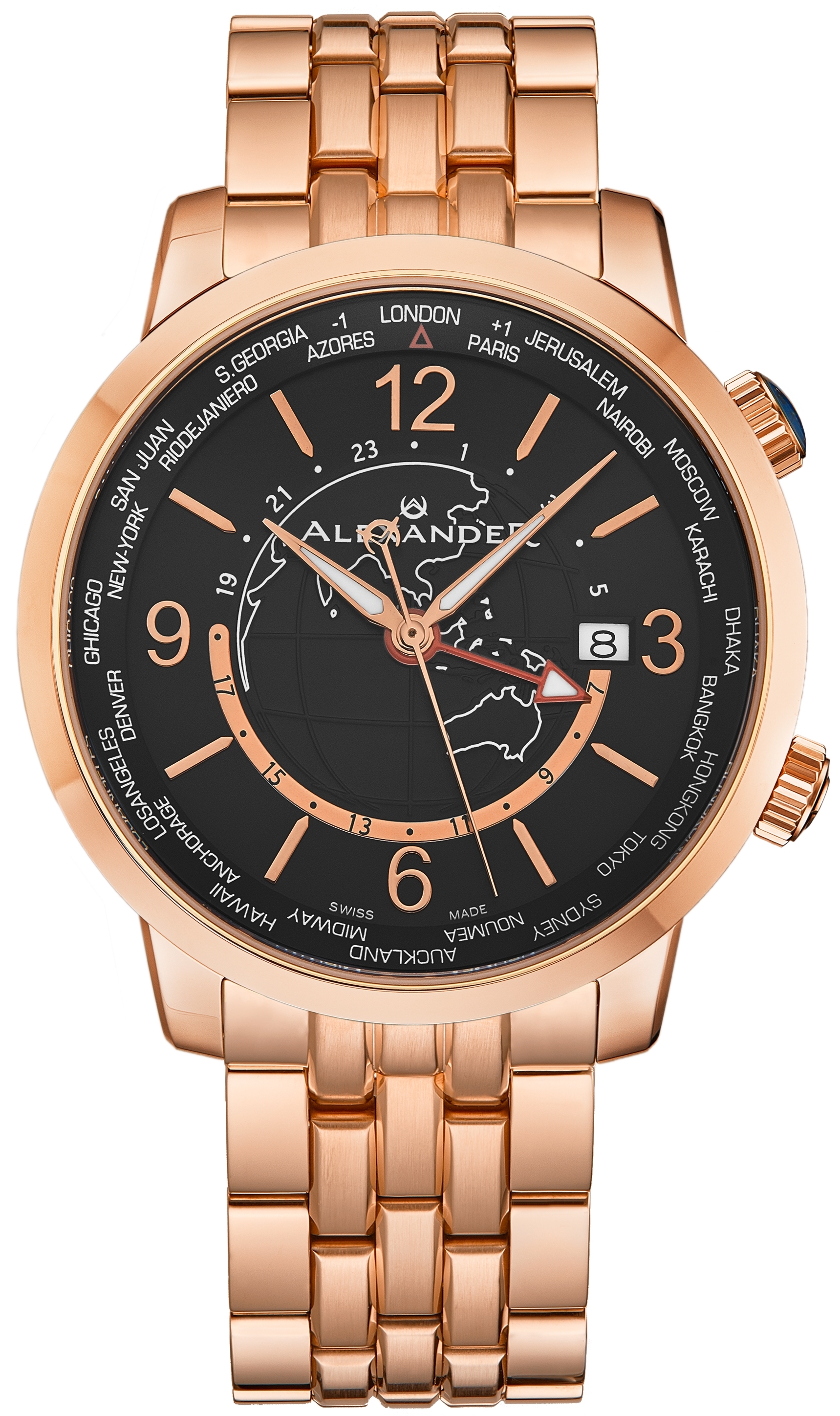 Alexander Herrklocka A171B-03 Journeyman Svart/Roséguldstonat stål - Alexander