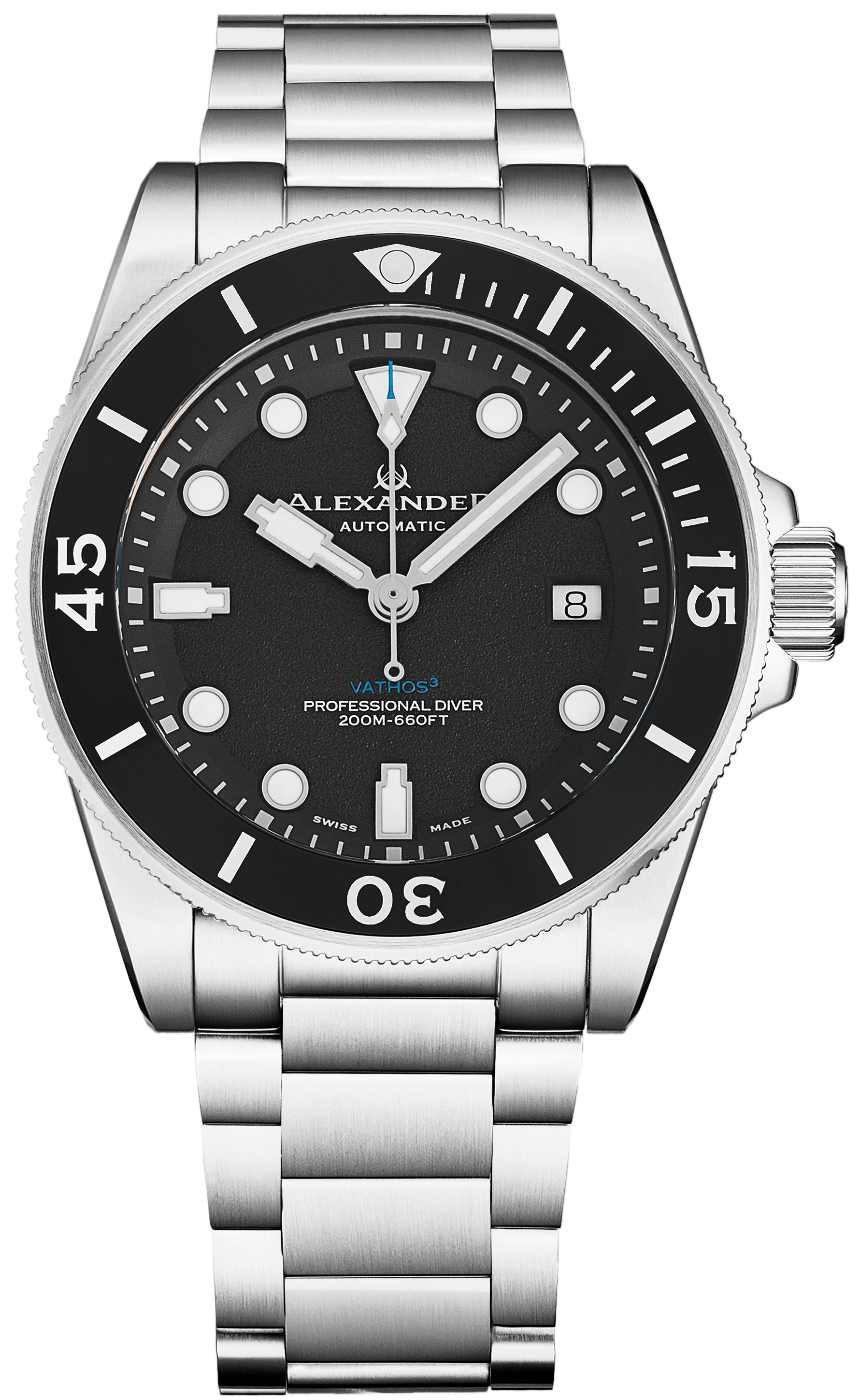 Alexander Herrklocka A520-01 Vathos Svart/Stål Ø42 mm - Alexander