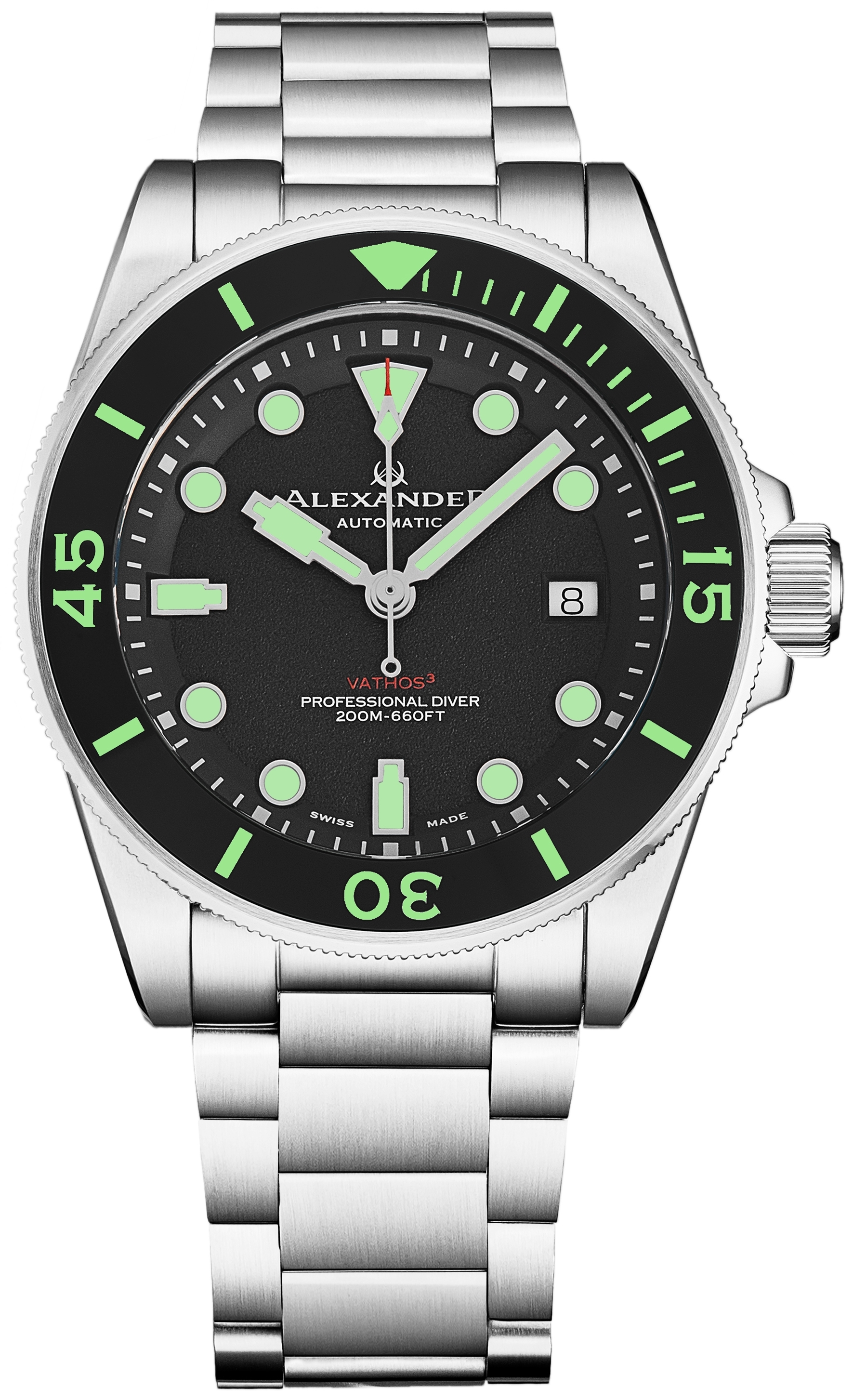 Alexander Herrklocka A520-02 Vathos Svart/Stål Ø42 mm - Alexander