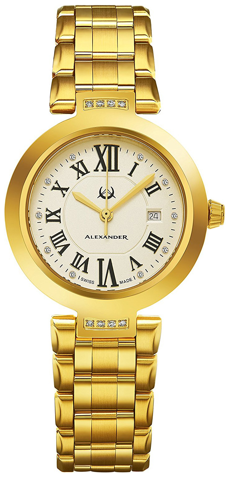 Alexander Monarch Damklocka AD203B-03 Champagnefärgad/Gulguldtonat stål - Alexander