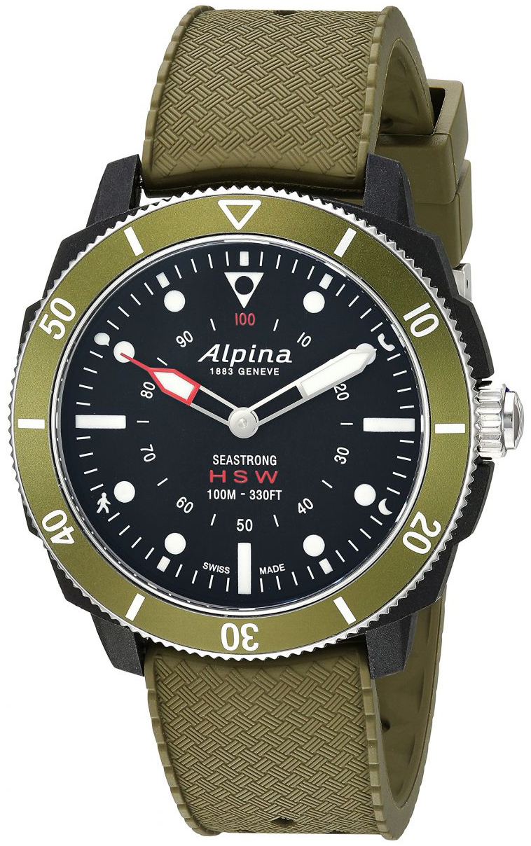Alpina Horological Smartwatch Herrklocka AL-282LBGR4V6 Svart/Gummi Ø44 mm - Alpina