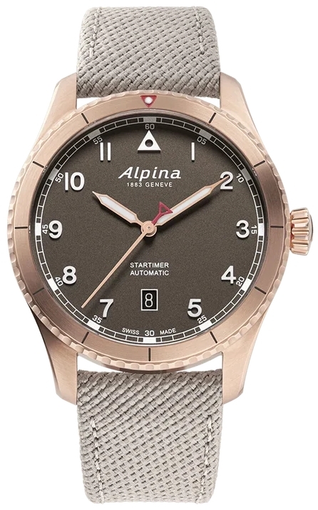 Alpina Herrklocka AL-525BR4S24 Startimer Pilot Brun/Textil Ø41 mm - Alpina