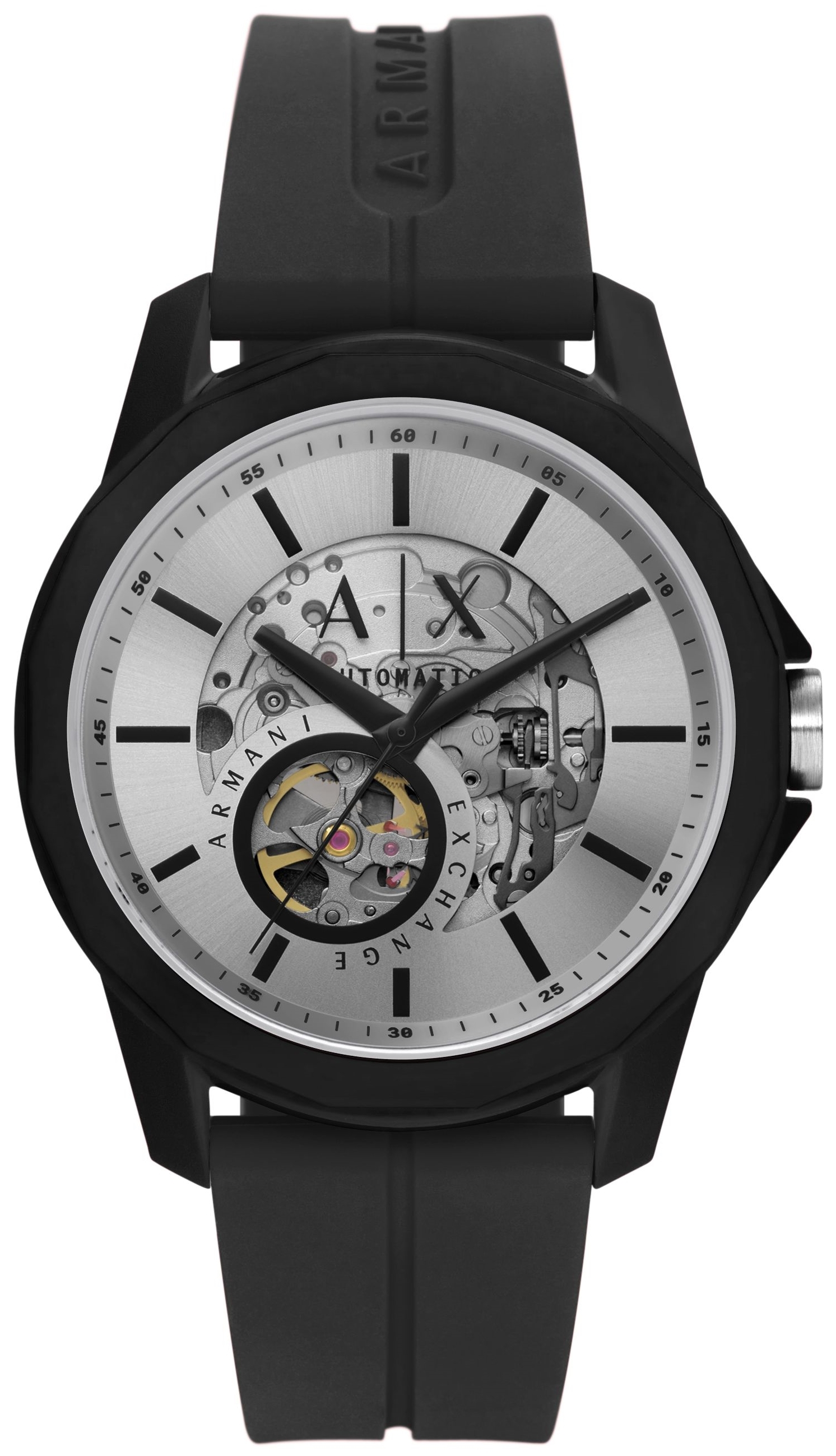Armani Exchange Herrklocka AX1726 Banks Silverf&auml;rgad/Gummi &Oslash;44 mm