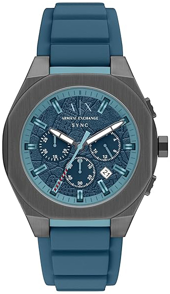 Armani Exchange Herrklocka AX4291 Sync Bl&aring;/Gummi &Oslash;42 mm