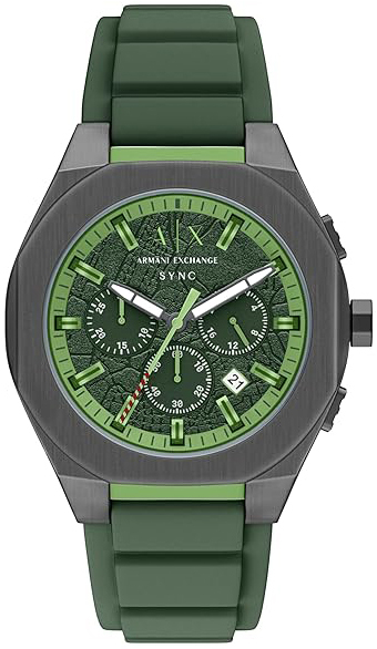 Armani Exchange Herrklocka AX4292 Sync Gr&ouml;n/Gummi &Oslash;42 mm