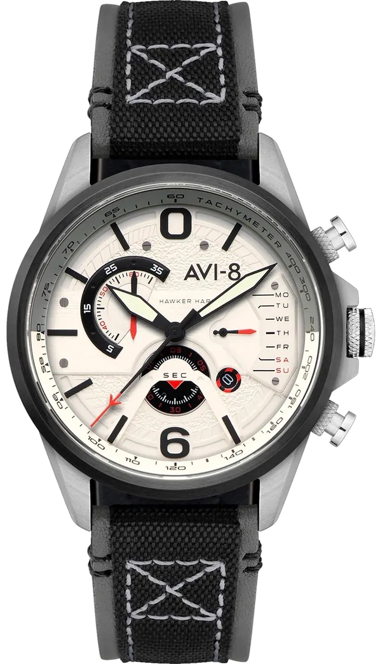 AVI-8 Herrklocka AV-4056-07 Hawker Harrier Vit/Textil Ø44 mm - AVI-8