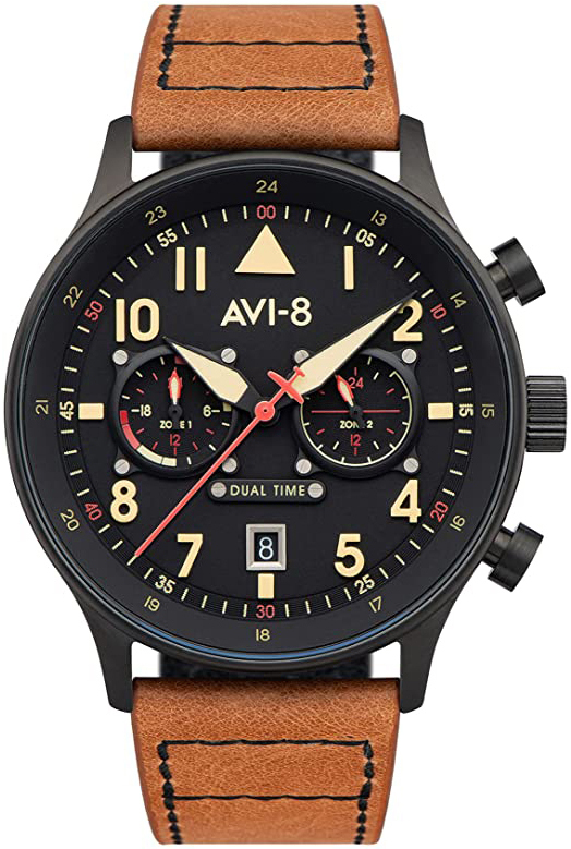AVI-8 Herrklocka AV-4088-03 Hawker Hurricane Svart/Läder Ø43 mm - AVI-8