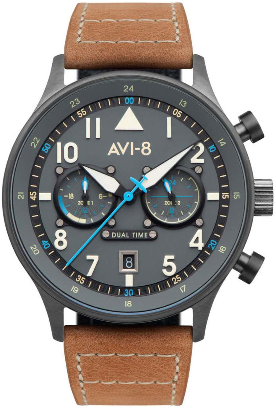 AVI-8 Herrklocka AV-4088-04 Hawker Hurricane Grå/Läder Ø43 mm - AVI-8
