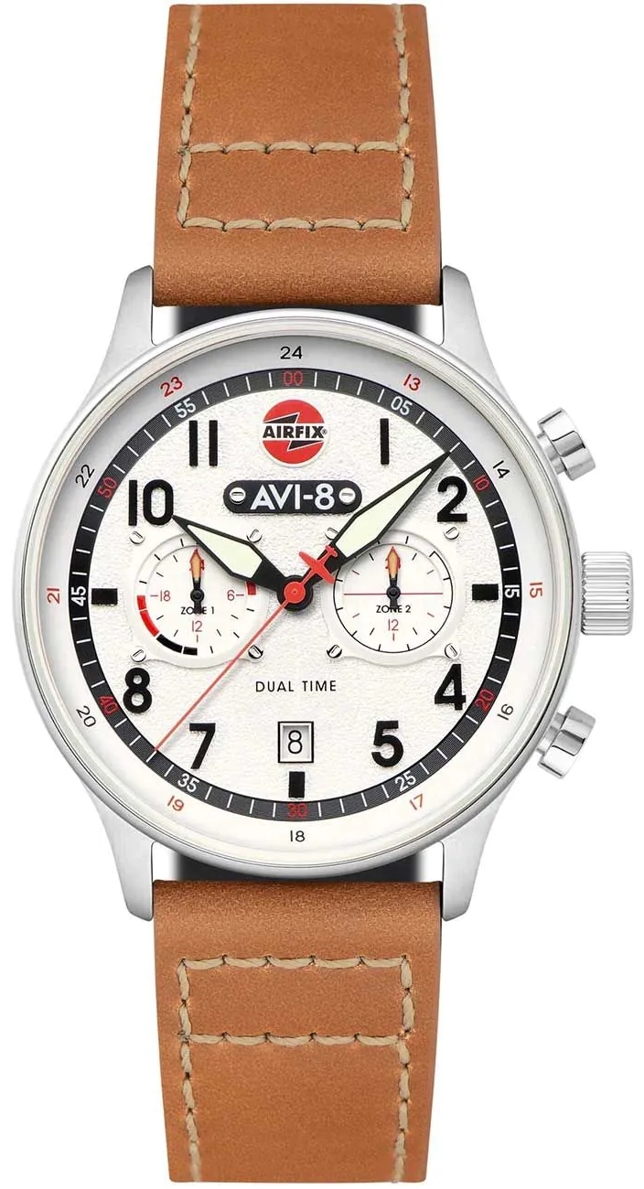 AVI-8 Herrklocka AV-4088-06 Hawker Hurricane Vit/Läder Ø43.5 mm - AVI-8