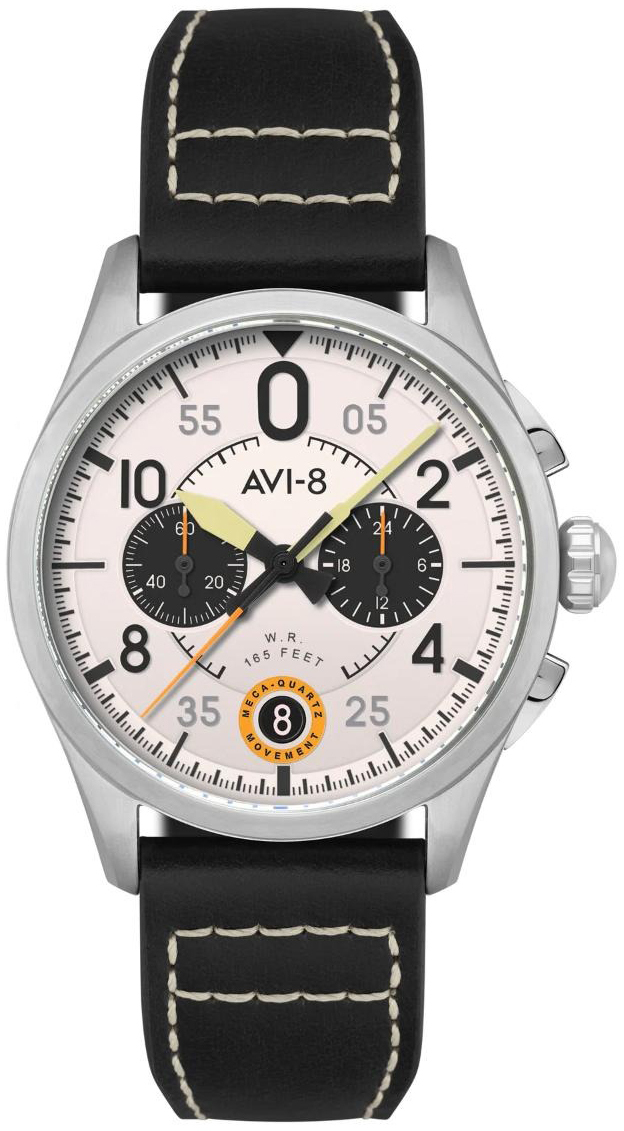 AVI-8 Herrklocka AV-4089-0B Spitfire Vit/Läder Ø42 mm - AVI-8