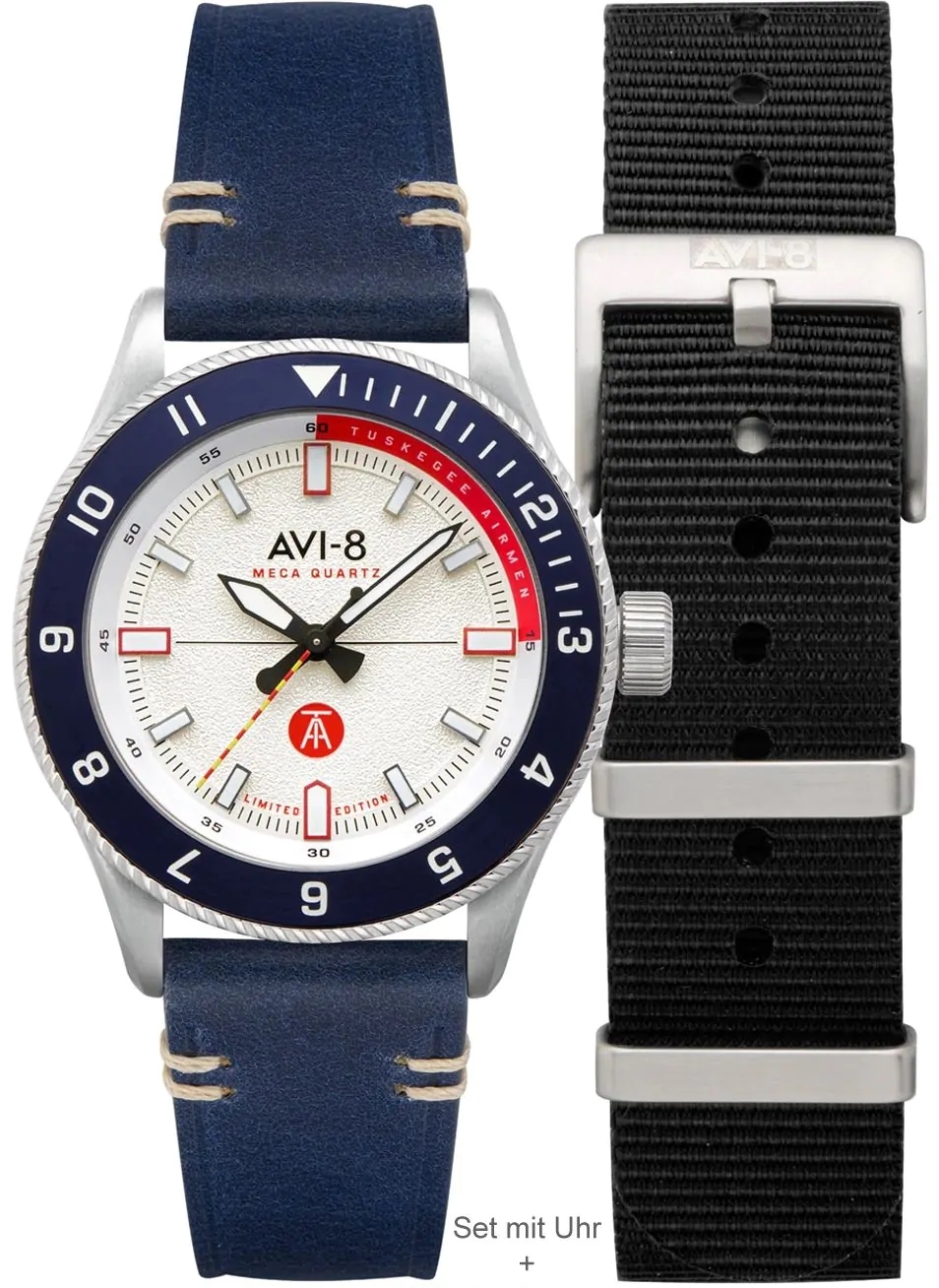 AVI-8 Herrklocka AV-4103-03 Flyboy Tuskegee Airmen Vit/Läder Ø40 mm - AVI-8