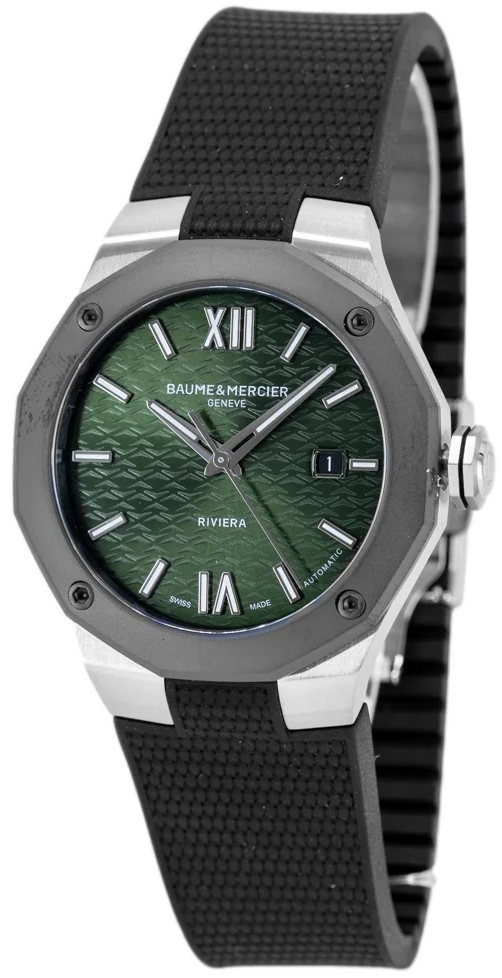 Baume & Mercier Herrklocka M0A10763 Grön/Gummi Ø42 mm - Baume & Mercier