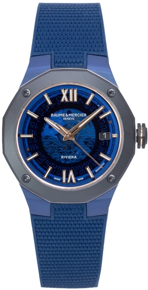 Baume & Mercier Herrklocka M0A10769 Blå/Gummi Ø42 mm - Baume & Mercier