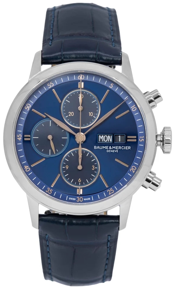 Baume & Mercier Herrklocka M0A10784 Blå/Läder Ø42 mm - Baume & Mercier