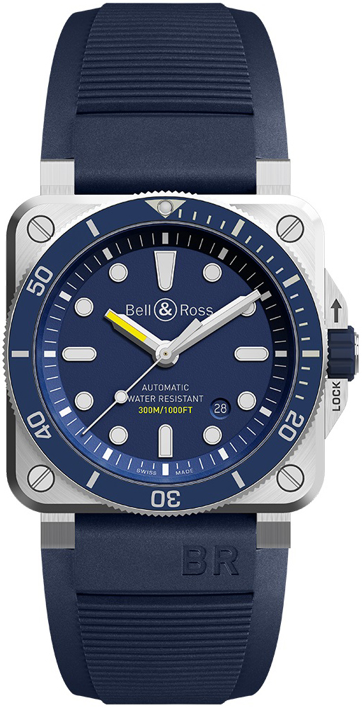 Bell & Ross Herrklocka BR0392-D-BU-ST/SRB Instruments Blå/Gummi - Bell & Ross