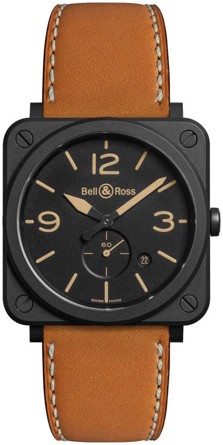Bell & Ross BRS-HERI-CEM Br S Quartz Svart/Läder - Bell & Ross
