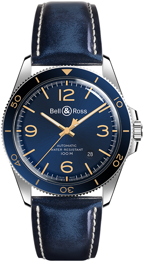 Bell & Ross Herrklocka BRV292-BU-G-ST/SCA Vintage Blå/Läder - Bell & Ross