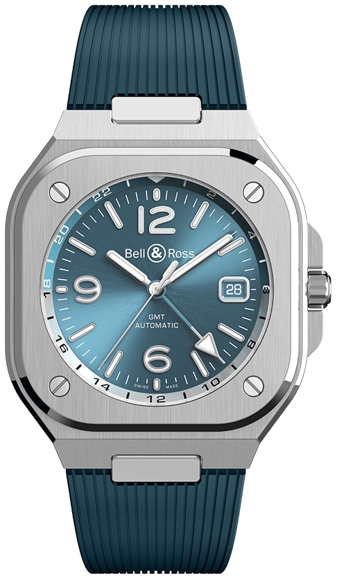 Bell & Ross Herrklocka BR05G-PB-ST/SRB BR 05 GMT Blå/Gummi Ø41 - Bell & Ross